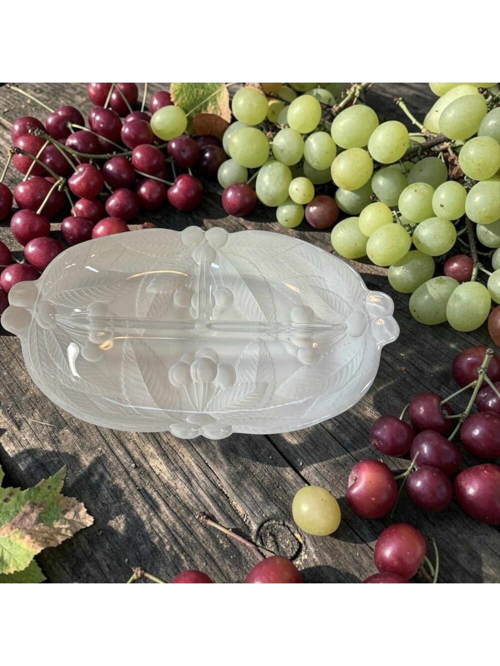 Mikasa Crystal Bountiful Divided Relish Dish RC149 345 Hoya Japan wBox